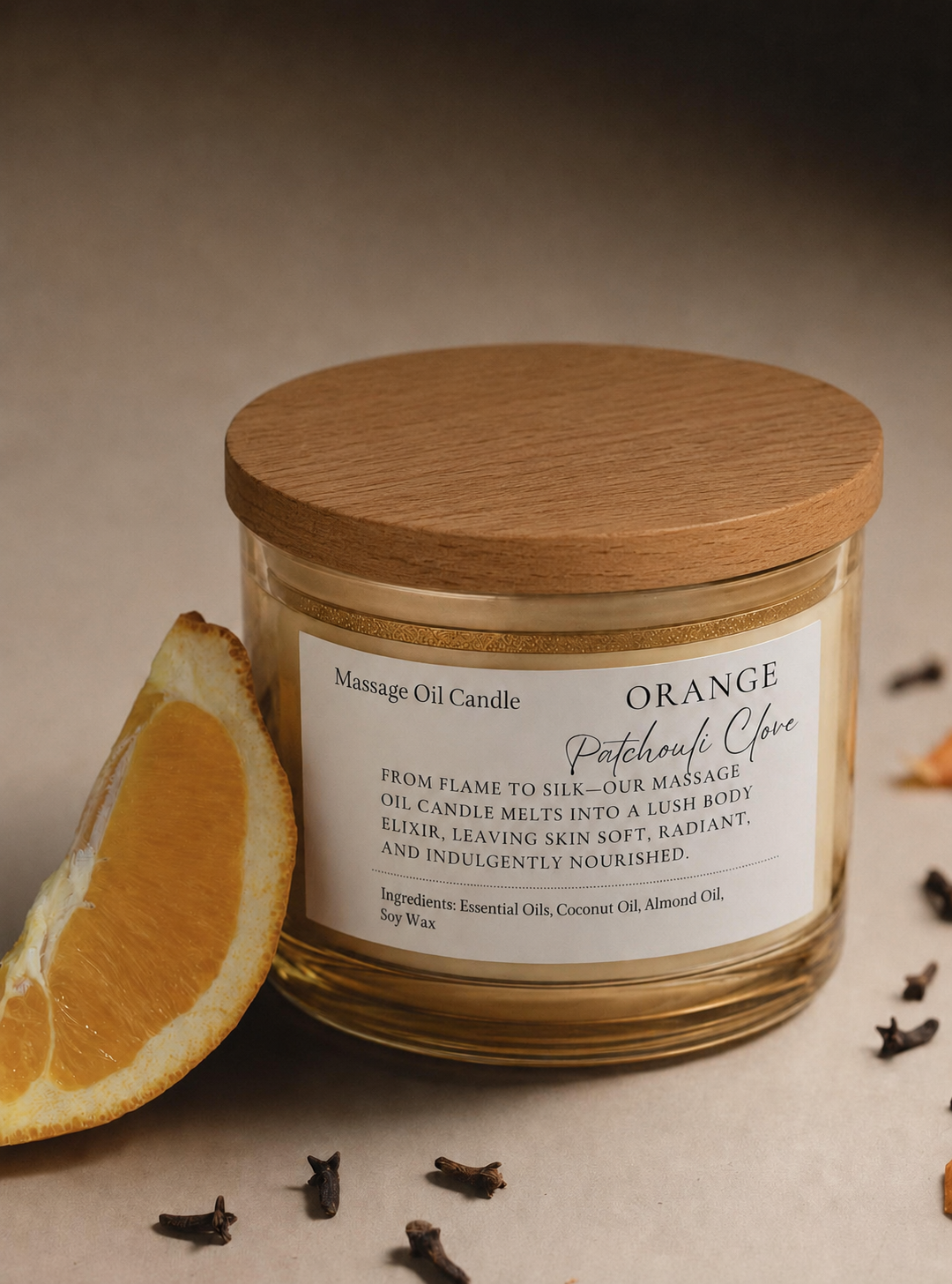 Velvet Ember 4oz massage-oil candle by House of Lushes.